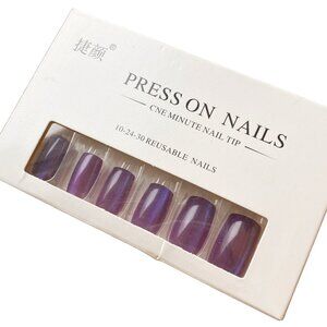 Deep Plum CAT EYE Press-On Nails - Square Tip
